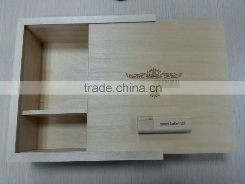popular wedding gift Gift Wooden USB Sticks New Custom Wooden box Silk Print logo usb 2.0 memory flash stick pen drive