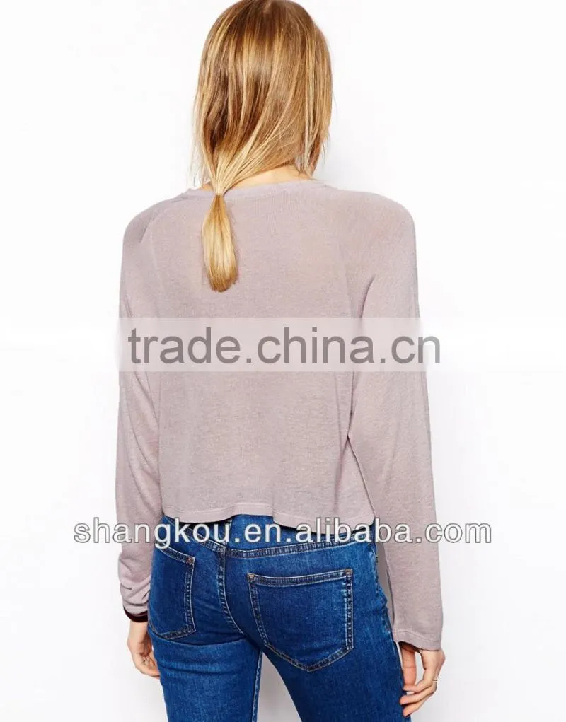 Ladies trendy raglan sleeves slouch shape tops