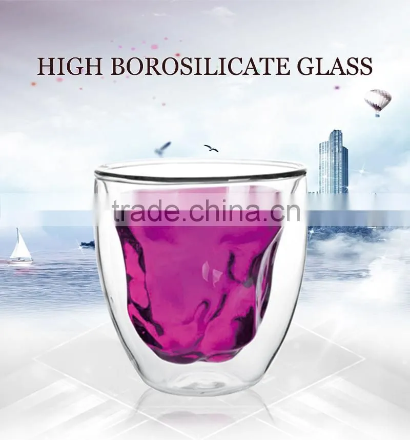 china supplier hot sell borosil double wall cold magic mug for 200ml
