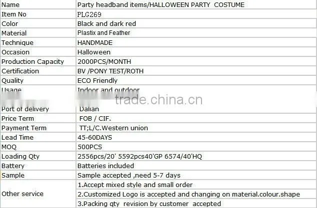 Hot sexy colorful feather handband for Masquade party girls