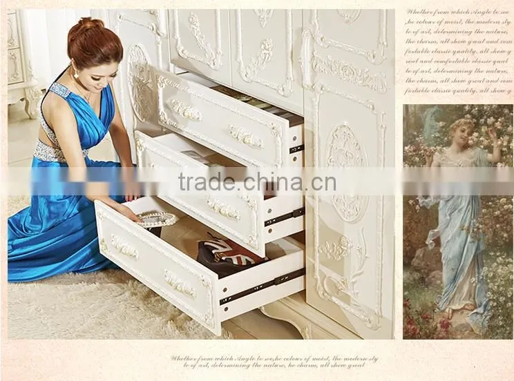luxury French Style Wardrobe Closet Ivory Carved European Bedroom living room Furniture Wooden Wardrobes