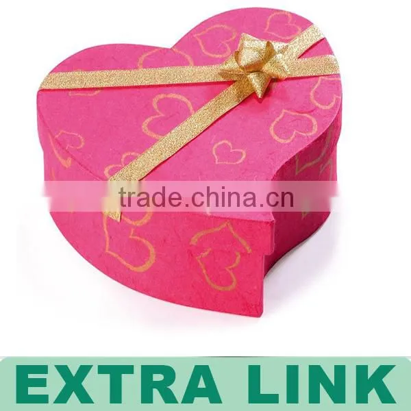China supplier custom flat pack cardboard heart shape box with ribbon tie