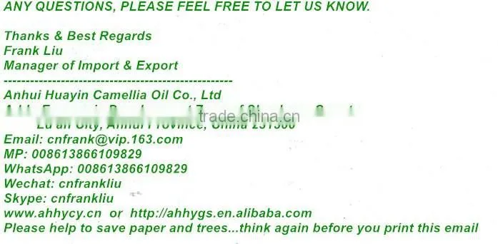 ORGANIC TEA SEED OIL-GREEN TEA SEED OIL-CAMELLIA SINENSIS O KTZE- TOP FACTORY