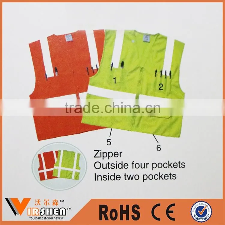 Reflective safety clothing airport walking safety vest with pockets