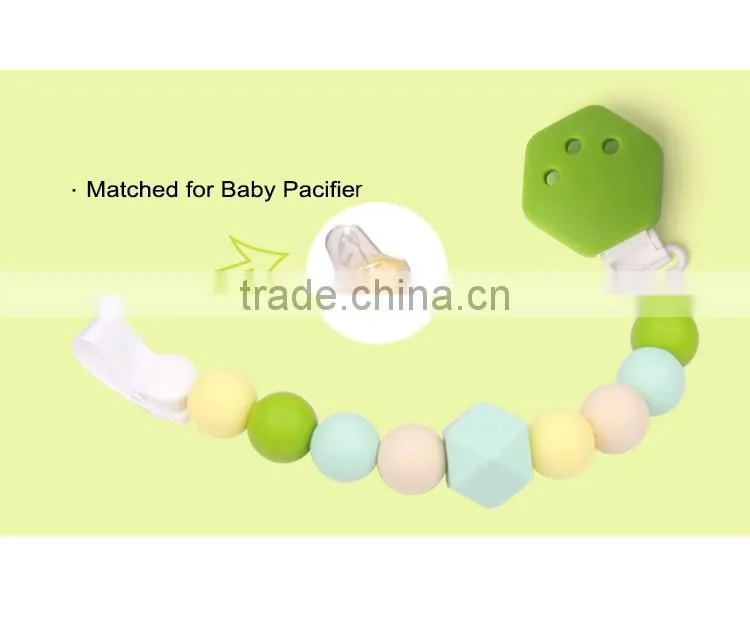Promotion gift hexagon baby pacifier chain clamp silicone gel