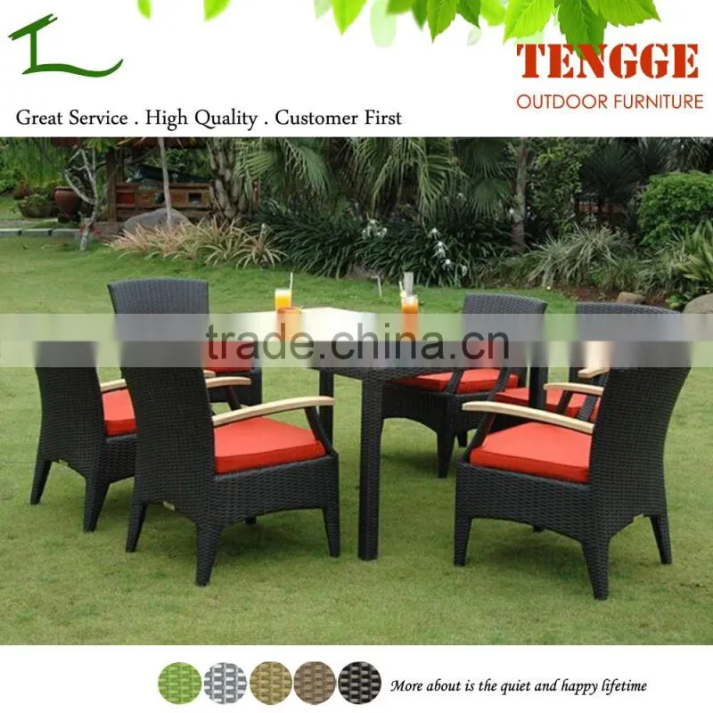 Rattan wood garden furniture rattan wood dining table with 4 chairs