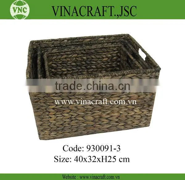Rectangular Bamboo Water hyacinth Storage Basket in natural