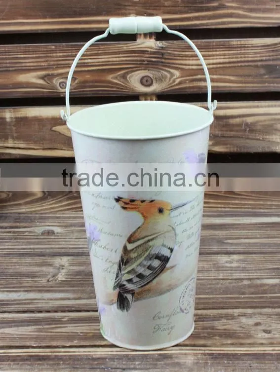 new design garden decoration paper decal antique flower buckets wholesale