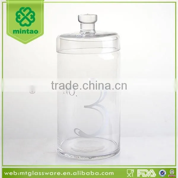 set of 3 hand made clear glass jar/customized decal glass jar