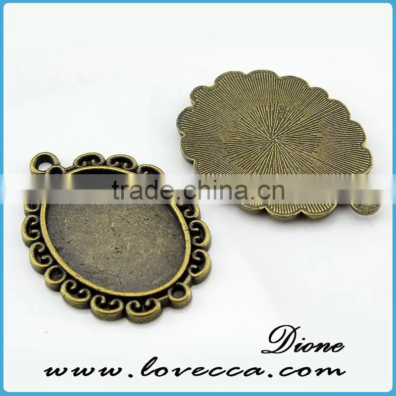 Silver DIY pendant cabochon settings,silver jewelry cameo jewelry settings,Silver Metal Charms setting