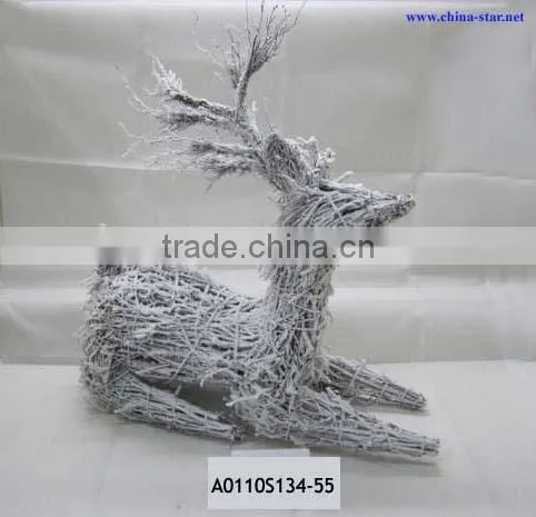 indoor rattan boot planter with snow
