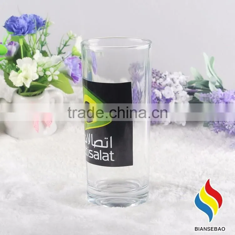 Custom logo printed clear cheap drinking glass cup, ice cream glass cup