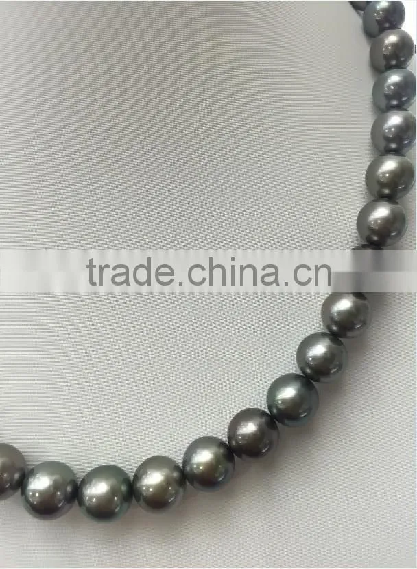AA 10-11mm colorful South Sea Pearl with 14K Gold clasp necklace
