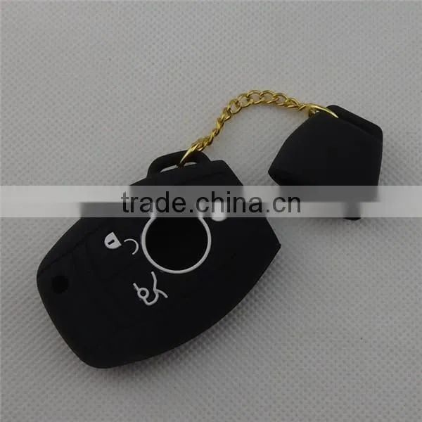 New arrival 3 button Silicone car key shells for mercedes-ben key with chains