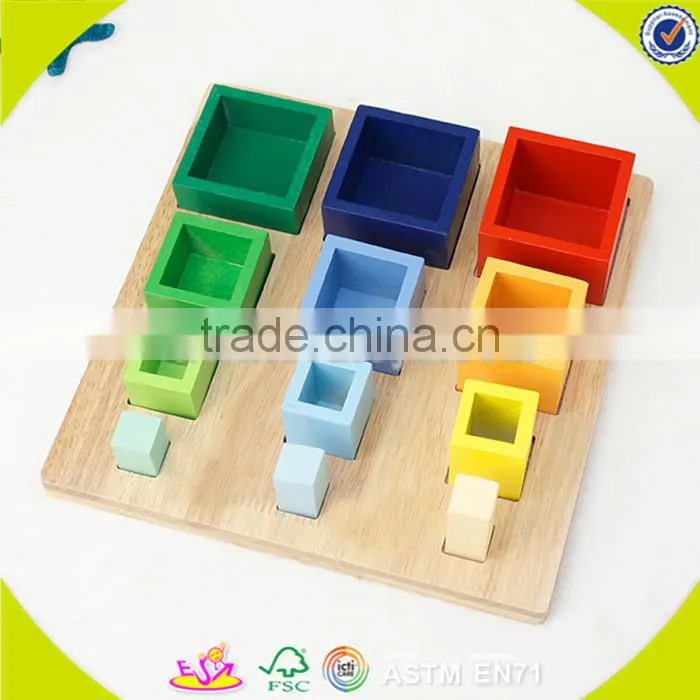 Wholesale wonderful baby wooden stacking blocks game toy colorful hottest stacking blocks game W13E003