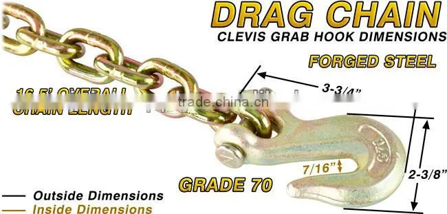 4x4/4wd/offroad heavy duty drag chain (70G, 5m*8mm, 3.8T), recovry kit