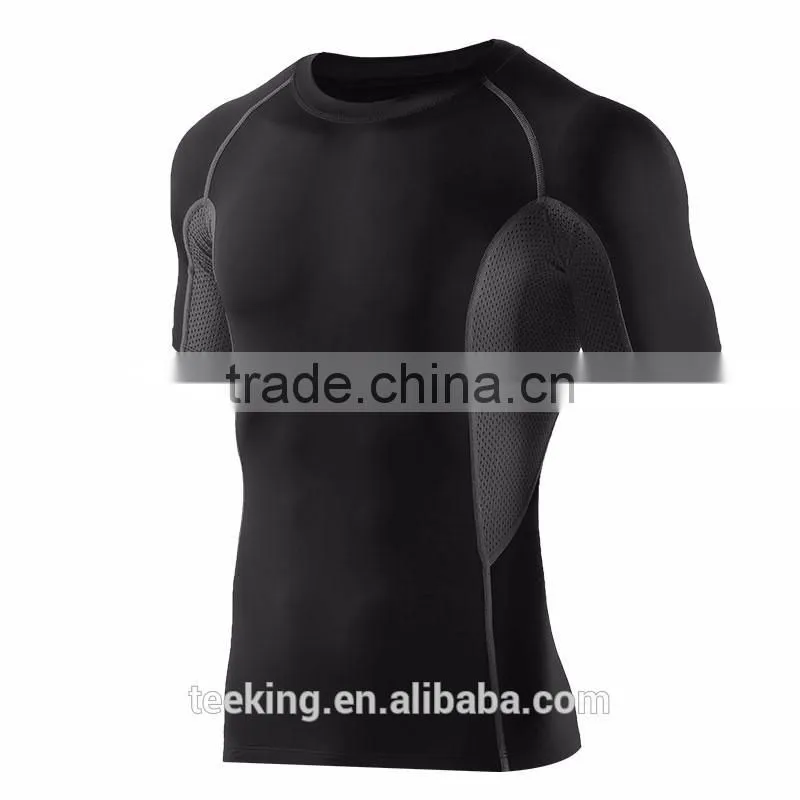 Sports raglan sleeve mens compression t shirts