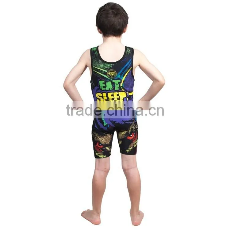 USA cheap custom sublimated wrestling singlets for children
