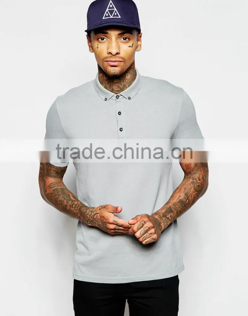 Custom logo t shirt pique polo t shirt with button down collar PS0112A