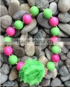 hot pink lime Girls Chunky Necklace, Girls Bubblegum Chunky Necklace, Girls Chunky Bubble Gum Bead Necklace,Chunky Bead Necklace