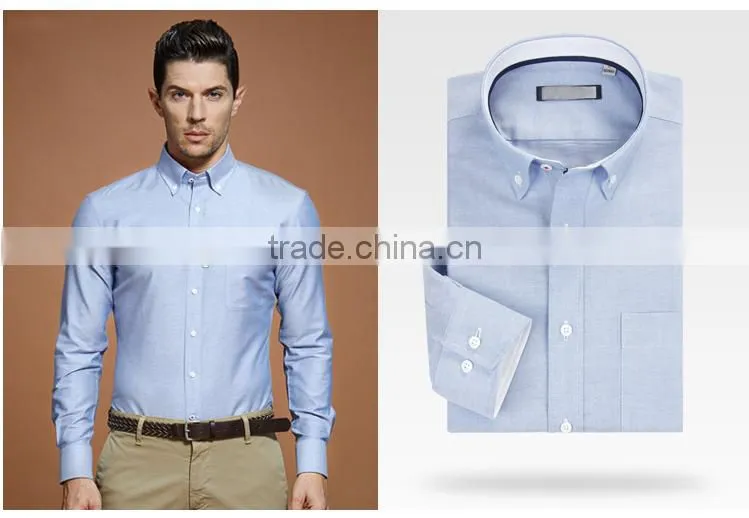 Classic 100% cotton oxford long sleeve with button down collar workwear shirt for men