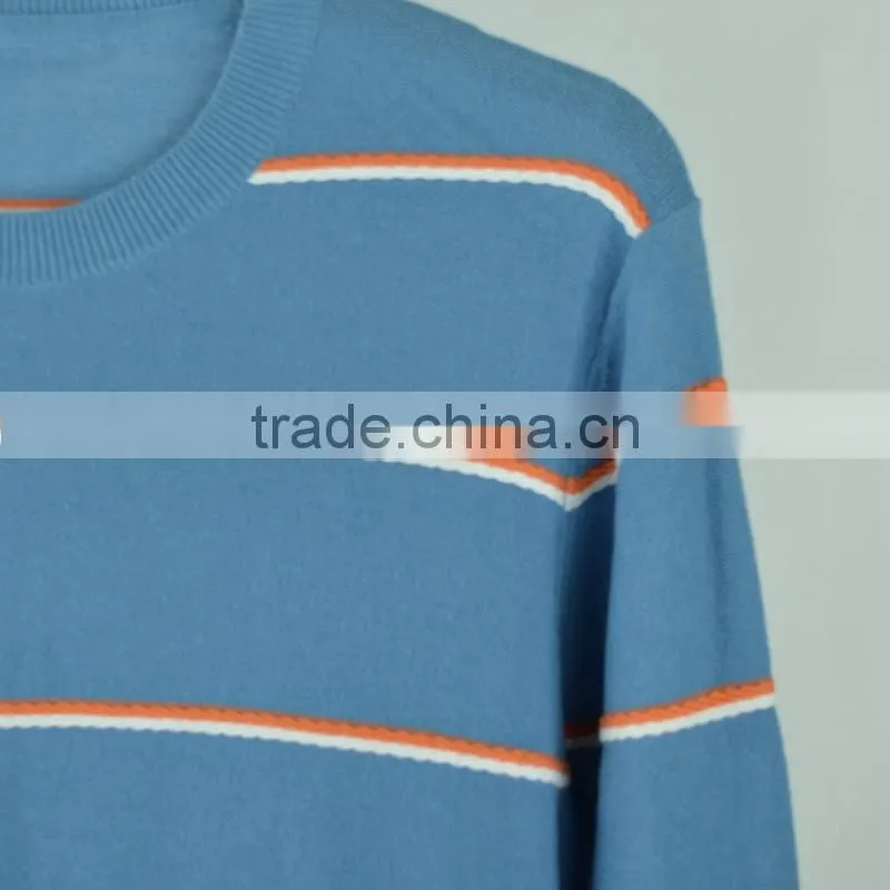 100% Cotton Plain Striped Computerized Sweater