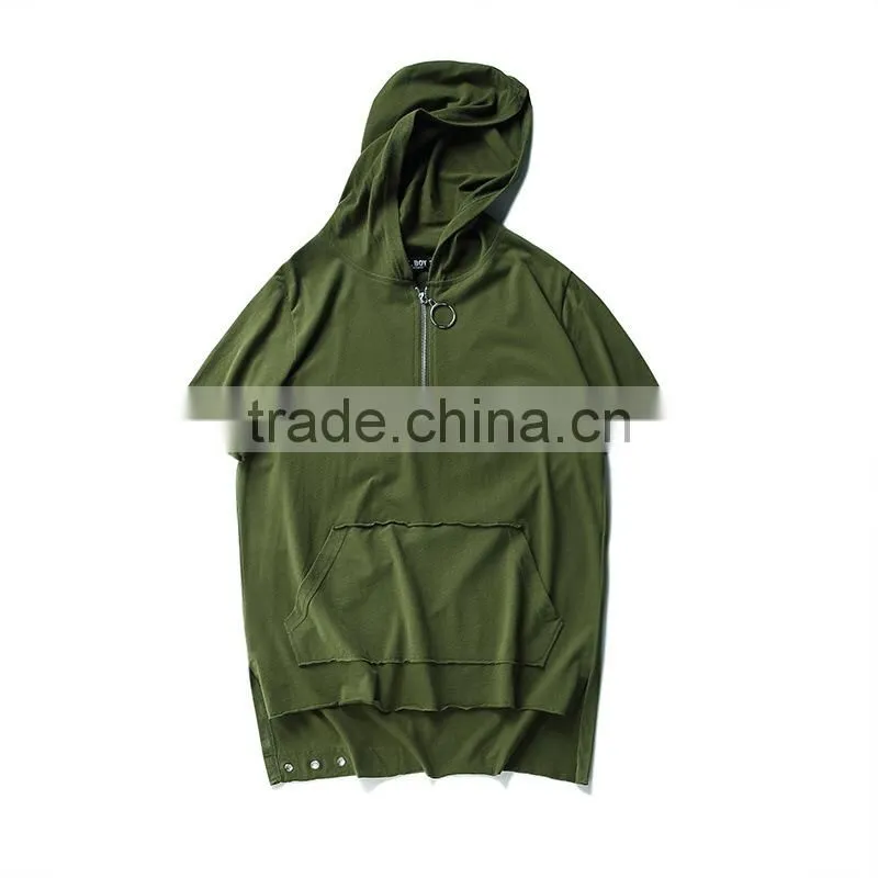 Cotton Short sleeve hoodie Army greem t shirt men for resale