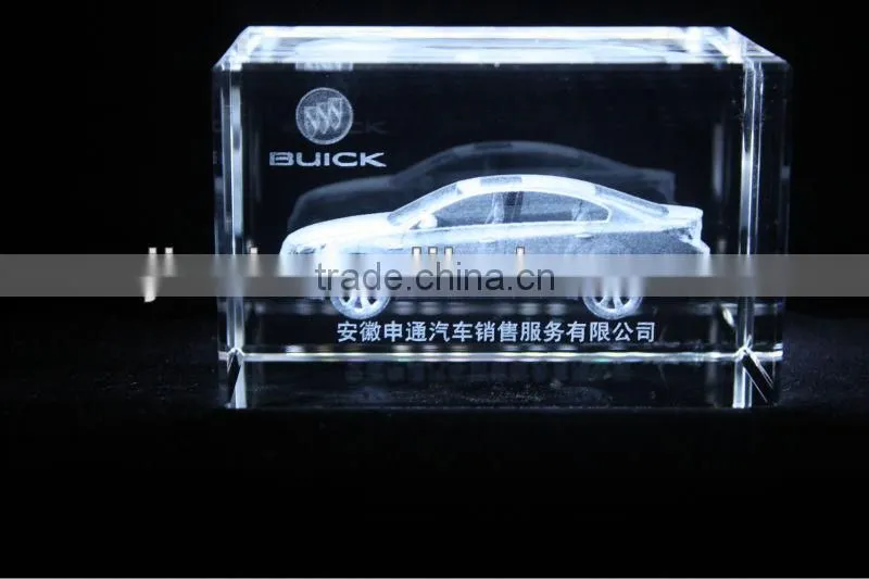 3d glass cube laser engraving for buick car
