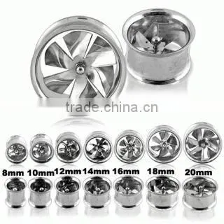 double flare moveable fan flesh tunnel ,ear plug ,body jewelry