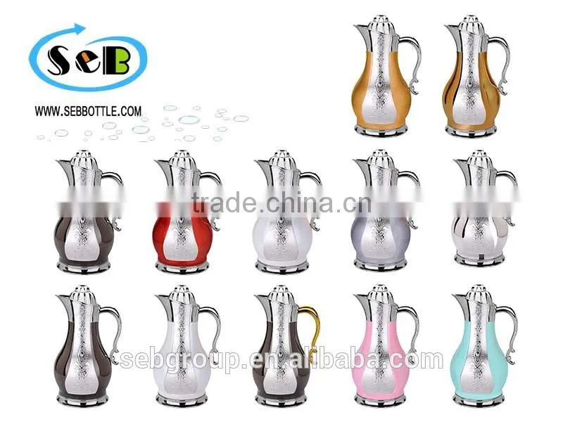 hot sell golden / Silver glass thermos vacuum flask; stainless steel kettle;double tea kettle