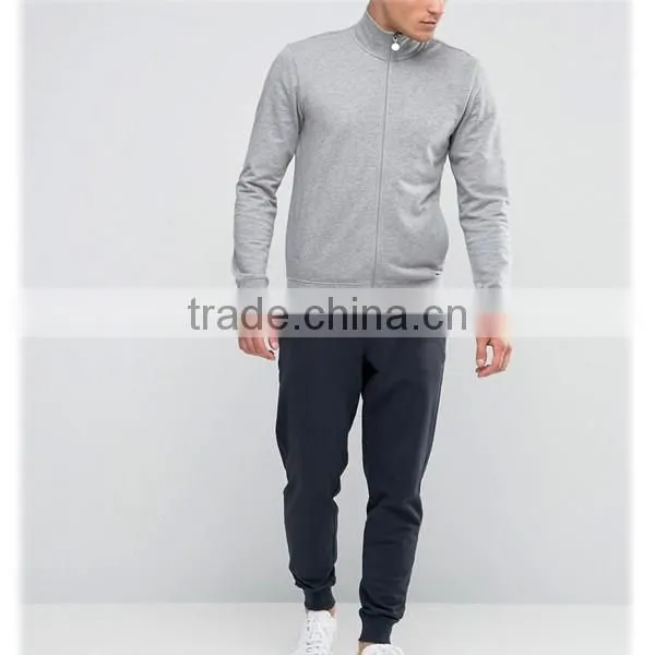 Stand collar men slim fit tracksuit sportwear full zip fastening plain tracksuits