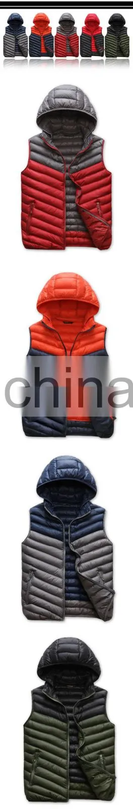 Men nylon decthable hood padded vest winter warm down vest
