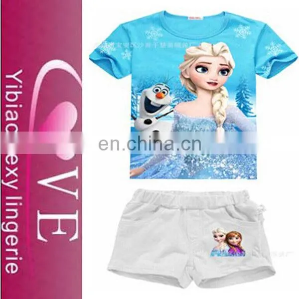2015 China wholesale blue beauty Kids T-shirts children fashion wear