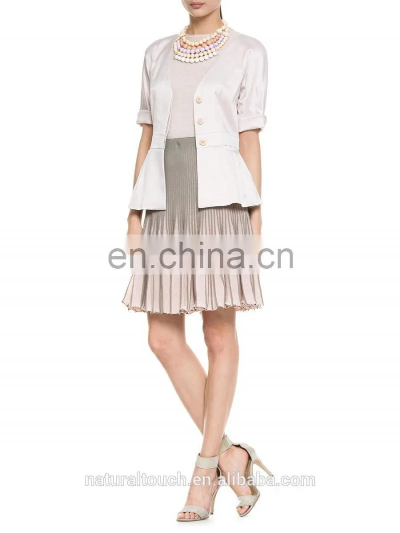 2015 women Classy V-Neck grace ruffles buttom jacket NT10