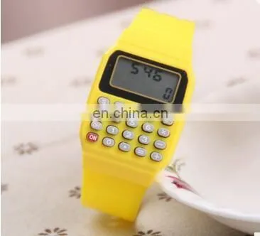 2017 Fashion Digital calculator with LED Watch Function Casual Silicone Sports For Kids Children Multifunction Calculating