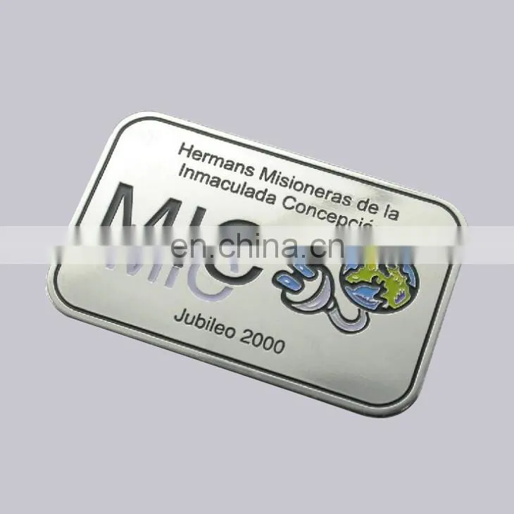 OEM High Polished Metal Aluminum Embossed Custom Advertising Wall Sign With Self Adhesive