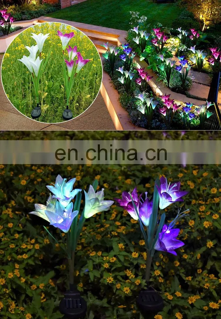 Solar Lights Outdoor - New Upgraded Solar Garden Lights, Multi-Color Changing Lily Solar Flower Lights for Patio,Yard Decoration