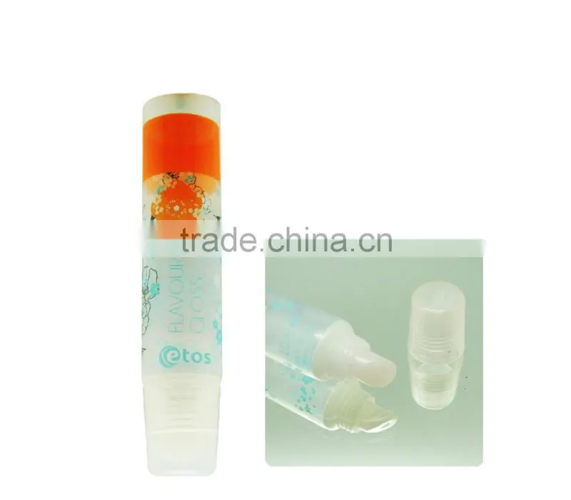 19mm Elegant small soft PE tube of cosmetic packaging transparent plastic lipgloss tbe cosmetic lip balm tube