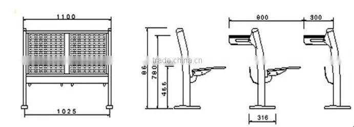 Lectural hall desk and chair school furniture for university TC001B-E