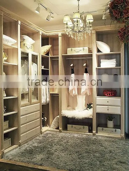 Open style solid wood wardrobe, metal wardrobe