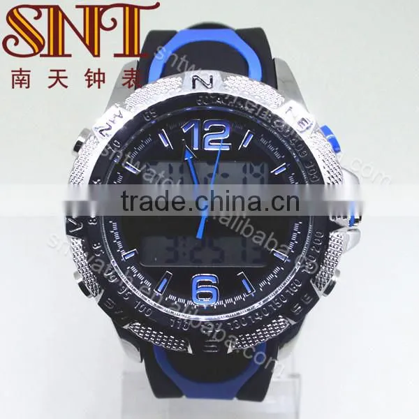Analog digital watch with Japan PC 21 and LCD double movement watch
