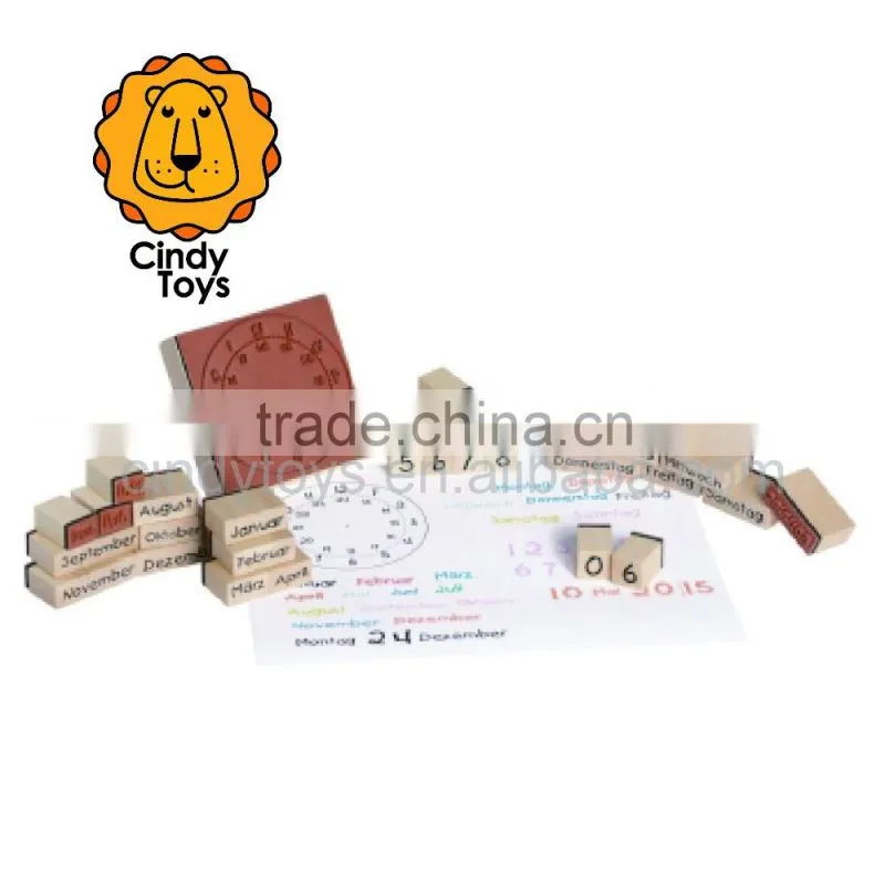 Wooden Rubber Stamps What is time? 30 pcs for Kids