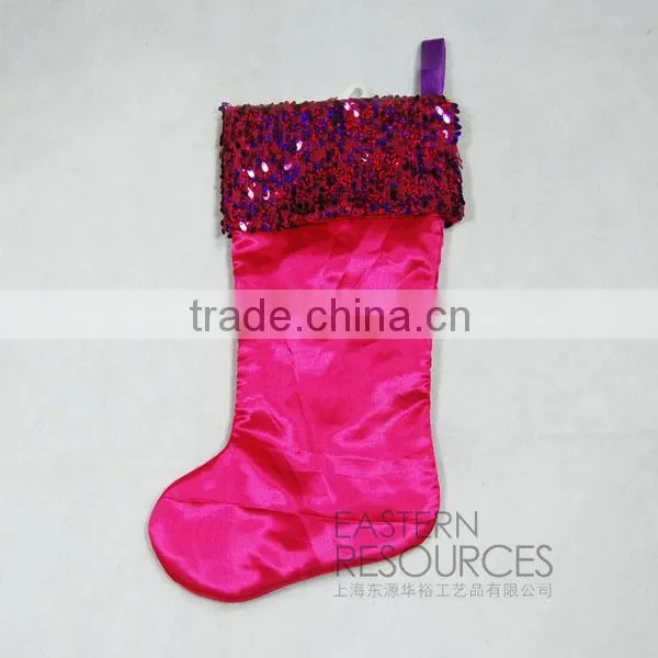 Satin Christmas Stocking with Sequin