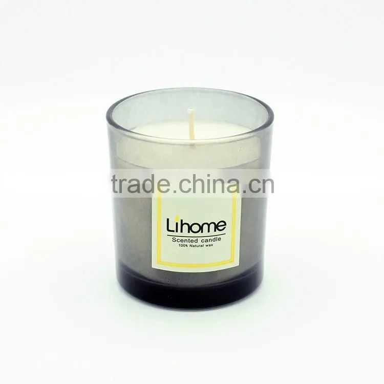 pink wax scented candle in glass jar,multi-colored and difference size are available