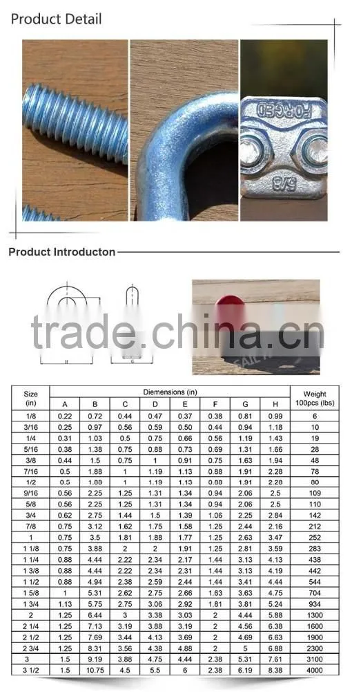 Drop forged wire rope clips/china clamps