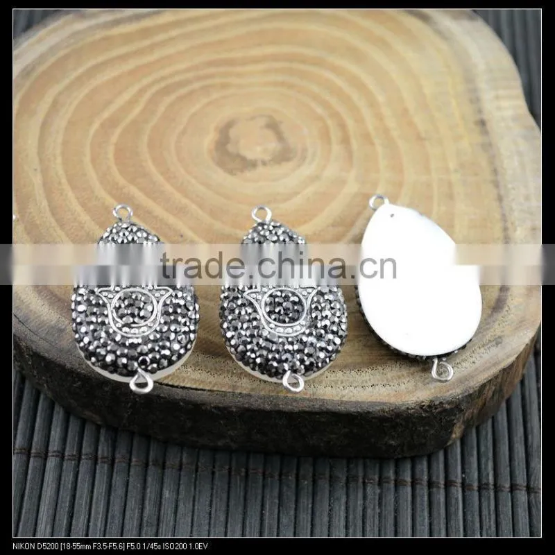LFD-0066B Wholesale Charm Connector Beads , Palm Pattern With Crystal Rhinestone Paved Bead Jewelry Making