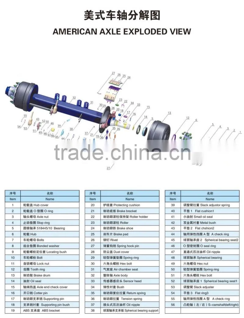 American type axle for heavy tarilers and truck axle suspension good price