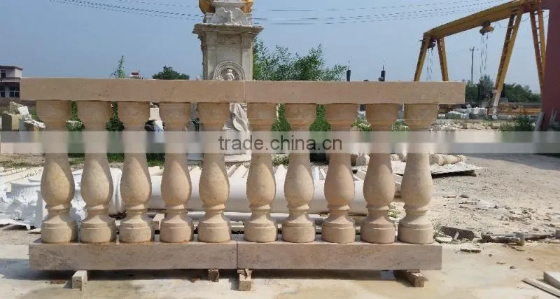 Beige marble balustrades and handrails for sale