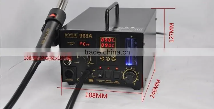 High quality Aoyue 968A+ 3 in 1 digital hot air smd rework soldering station with Multi-function for sale