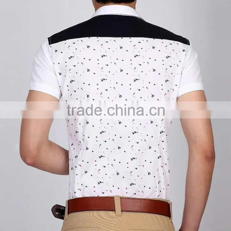 2015 Summer Newest White Short Sleeve Men Fashion Shirt